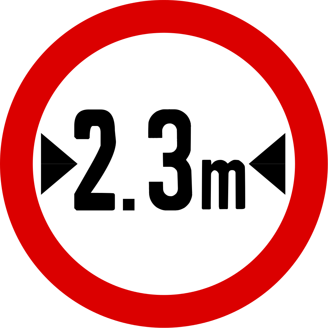 No vehicles over width shown